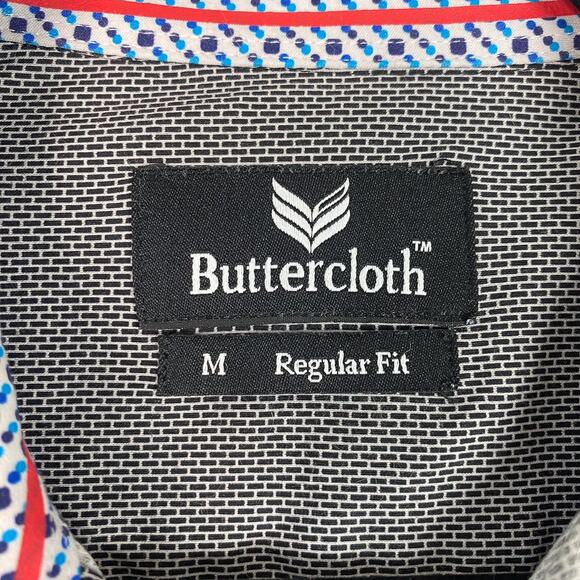 Buttercloth Shirt Mens M Black Regular Fit Long Sleeve Button Up Geometric - Picture 7 of 8